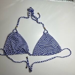 Rip Curl Blue and White Striped Bikini Top